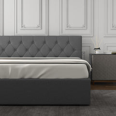Milano Capri Luxury Gas Lift Bed With Headboard (Model 3) - Grey No.28 - Double-1919280825237639170