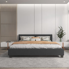 Milano Sienna Luxury Bed with Headboard (Model 2) - Charcoal No.35 - King Single-1927503918309445633