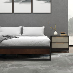 Sorrento Metal and Wood bed base - Single-1927503923795595267