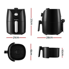Devanti Air Fryer 2.5L Knob Fryers Free Delivery