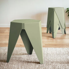 Artiss 4 Piece Puzzle Stool Bar Stools Stackable Green