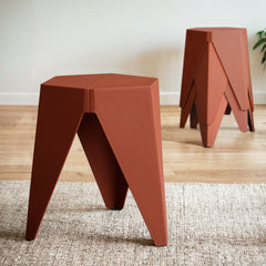 Artiss 4 Piece Puzzle Stool Bar Stools Stackable Red
