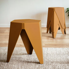 Artiss 4 Piece Puzzle Stool Bar Stools Stackable Yellow