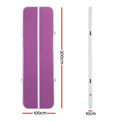Everfit 3M Air Track Gymnastics Tumbling Exercise Cheerleading Mat Inflatable Purple