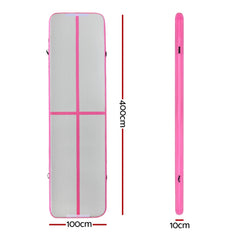Everfit 4M Air Track Gymnastics Tumbling Exercise Cheerleading Mat Inflatable Pink