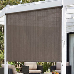 Instahut 3X2.5M Outdoor Blinds Awning Roll Down Retractable Knit Fabric Outdoor