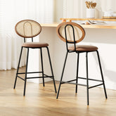 Artiss Set of 2 Bar Stools PU Leather Stools Brown