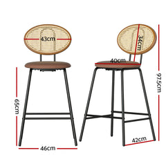 Artiss Set of 2 Bar Stools PU Leather Stools Brown