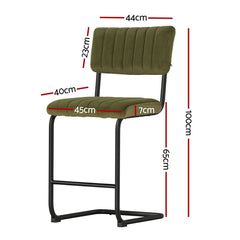 Artiss Set of 2 Bar Stools Velvet Chairs Green