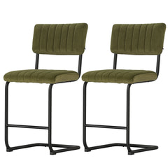 Artiss Set of 2 Bar Stools Velvet Chairs Green