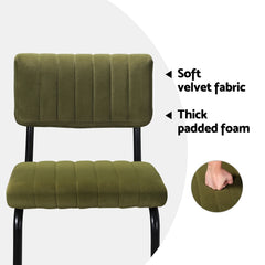 Artiss Set of 2 Bar Stools Velvet Chairs Green