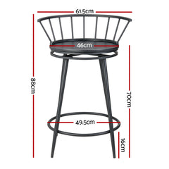 Artiss Set of 2 Bar Stools Swivel Metal Chairs