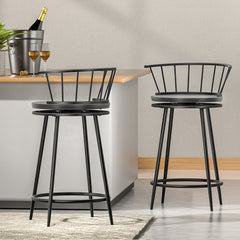 Artiss Set of 2 Bar Stools Swivel Metal Chairs