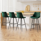 Artiss Set of 4 Bar Stools Velvet Chairs Green