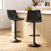 Artiss Set of 2 Bar Stools Vintage Leather Swivel Gas Lift Black