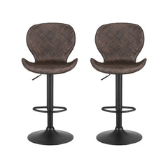 Artiss Set of 2 Bar Stools Kitchen Swivel Gas Lift Counter Chair Wing PE Rattan Brown