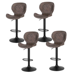 Artiss Set of 4 Bar Stools Kitchen Swivel Gas Lift Counter Chair Wing PE Rattan Brown