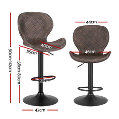 Artiss Set of 4 Bar Stools Kitchen Swivel Gas Lift Counter Chair Wing PE Rattan Brown