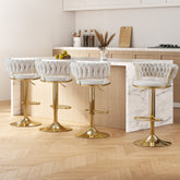 Artiss Set of 4 Bar Stools Gas Lift Velvet Woven Backrest Ivory