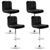 Artiss 4x Bar Stools Leather Gas Lift Black