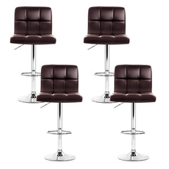 Artiss 4x Bar Stools Leather Gas Lift Brown