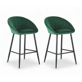 Artiss Set of 2 Bar Stools Kitchen Dining Chair Counter Stool Tub Velvet Metal Green
