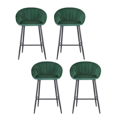 Artiss Set of 4 Bar Stools Kitchen Dining Chair Counter Stool Tub Velvet Metal Green