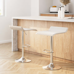 Artiss Set of 2 Bar Stools Faux Leather Chair White