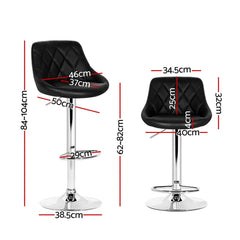 Artiss 4x Bar Stools Leather Padded Gas Lift Black