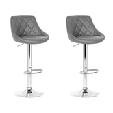 Artiss Set of 2 Bar Stools Leather Padded Gas Lift Grey