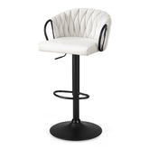 Artiss Set of 1 Bar Stool Single Kitchen Dining Chair Counter Stool Woven Velvet Ivory