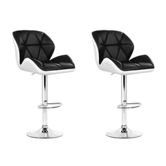 Artiss Set of 2 Bar Stools Gas Lift Padded Leather Black & White