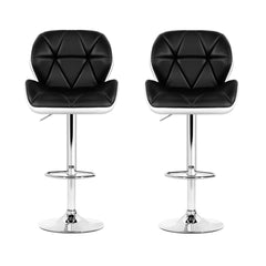Artiss Set of 2 Bar Stools Gas Lift Padded Leather Black & White