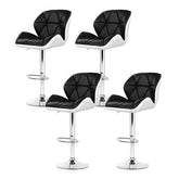 Artiss Set of 4 Bar Stools Gas Lift Padded Leather Black & White