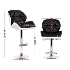 Artiss Set of 4 Bar Stools Gas Lift Padded Leather Black & White