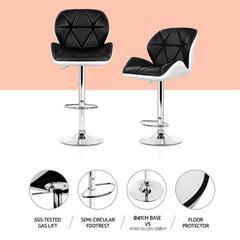 Artiss Set of 4 Bar Stools Gas Lift Padded Leather Black & White