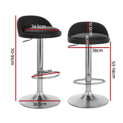 Artiss Set of 4 Bar Stools PU Leather Gas Lift Black