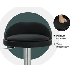 Artiss Set of 4 Bar Stools PU Leather Gas Lift Black