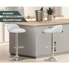 Artiss Set of 2 Bar Stools PU Leather Gas Lift White