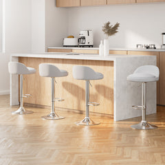 Artiss Set of 4 Bar Stools PU Leather Gas Lift White