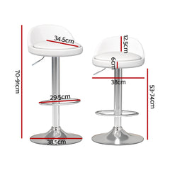 Artiss Set of 4 Bar Stools PU Leather Gas Lift White