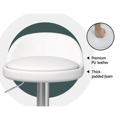 Artiss Set of 4 Bar Stools PU Leather Gas Lift White