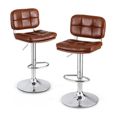 Artiss Set of 2 Bar Stools Kitchen Swivel Gas Lift Counter Chair Tuft PU Leather Brown