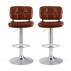 Artiss Set of 2 Bar Stools Kitchen Swivel Gas Lift Counter Chair Tuft PU Leather Brown