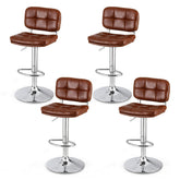 Artiss Set of 4 Bar Stools Kitchen Swivel Gas Lift Counter Chair Tuft PU Leather Brown