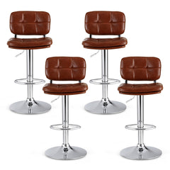 Artiss Set of 4 Bar Stools Kitchen Swivel Gas Lift Counter Chair Tuft PU Leather Brown