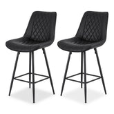 Artiss Set of 2 Bar Stools Kitchen Dining Chair Counter Stool Diamond PU Leather Black