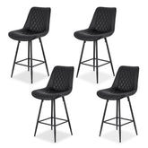 Artiss Set of 4 Bar Stools Kitchen Dining Chair Counter Stool Diamond PU Leather Black