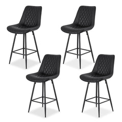 Artiss Set of 4 Bar Stools Kitchen Dining Chair Counter Stool Diamond PU Leather Black