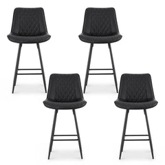 Artiss Set of 4 Bar Stools Kitchen Dining Chair Counter Stool Diamond PU Leather Black